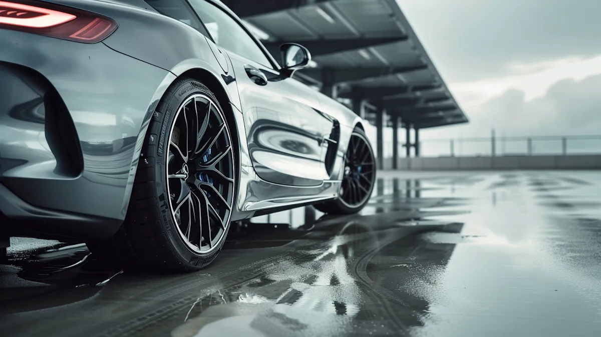 Vehicle with ceramic coating protection.
